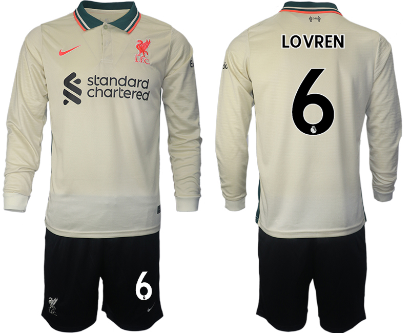 Men 2021-2022 Club Liverpool away cream Long Sleeve #6 Soccer Jersey